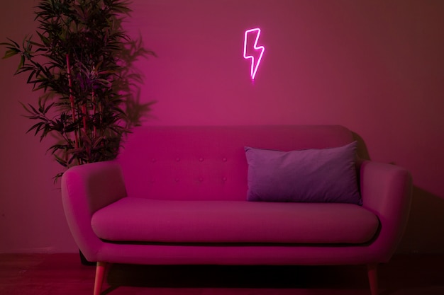 Piękny neon flashowy w sypialni