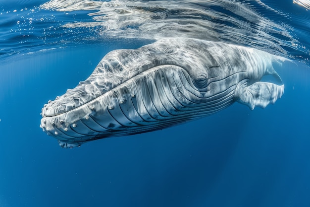 Piękny wieloryb przekraczający ocean