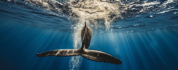 Bezpłatne zdjęcie piękny wieloryb przekraczający ocean