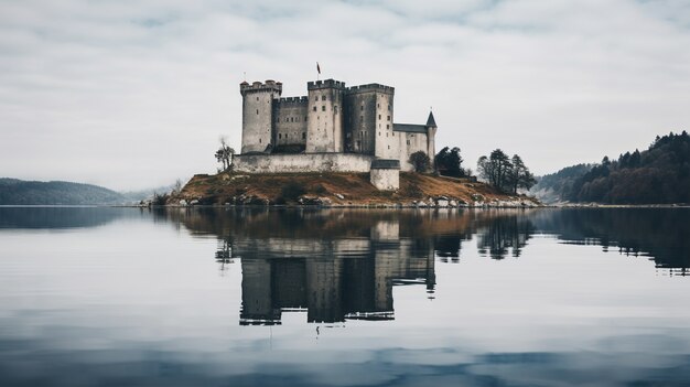 Piękny zamek nad jeziorem.
