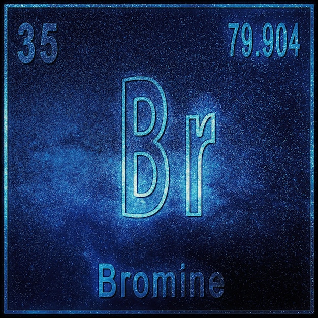 Bezpłatne zdjęcie pierwiastek chemiczny bromu, znak z liczbą atomową i masą atomową, pierwiastek układu okresowego pierwiastków