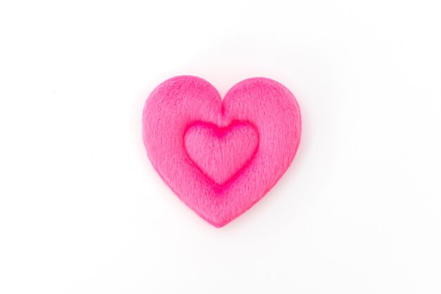 Pink Heart poduszki na białym tle.