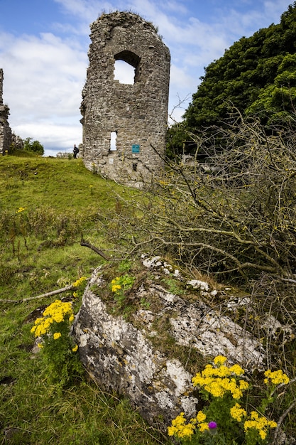 Pionowe ujęcie ruin klasztoru w hrabstwie Mayo, republika irlandii