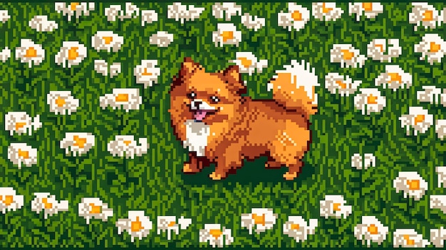 Bezpłatne zdjęcie pixel art style scene with adorable pet dog