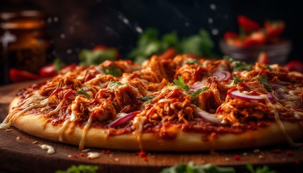 Bezpłatne zdjęcie pizza z kurczakiem