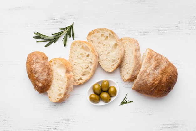 Płaskie ukształtowanie koncepcji pysznego chleba