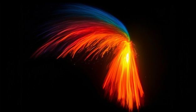 Bezpłatne zdjęcie płonące piekło rozpala żywy pokaz fajerwerków oświetlający ciemne nocne niebo generowane przez sztuczną inteligencję