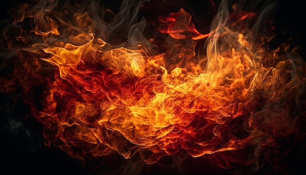 Płonące piekło rozpalające wściekłe ognisko w żywych kolorach generowanych przez sztuczną inteligencję