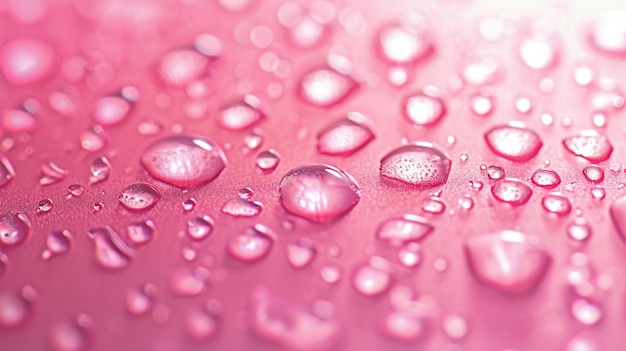 Pocztówka z kroplami wody na różowym tle