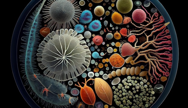 Podwodna ilustracja przyrody kolorowe ryby pływają przez wygenerowane przez AI