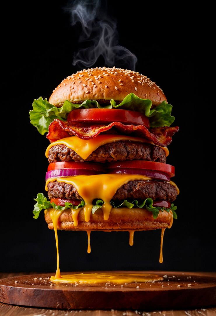 Bezpłatny plik Zdjęcie podwójny cheeseburger z bekonem.