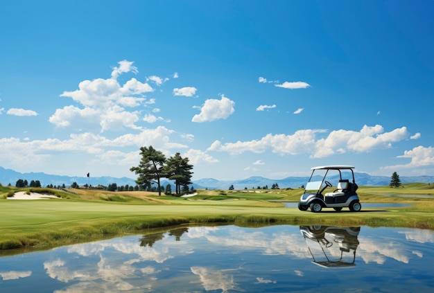 Bezpłatne zdjęcie pojazd golfowy na boisku