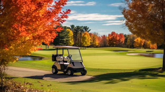 Bezpłatne zdjęcie pojazd golfowy na polu