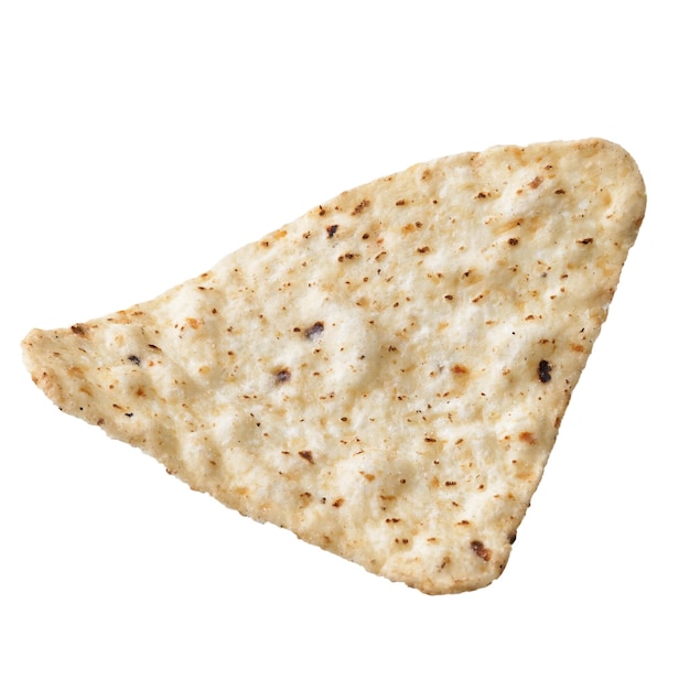 Bezpłatne zdjęcie pojedynczy meksykański chip nacho wyizolowanych na białym tle