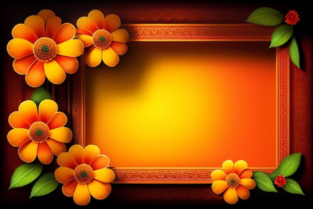 Pomarańczowa ramka z kwiatkiem