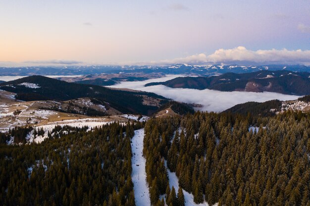 Poranek w górach. Karpaty, Ukraina, Europa Świat piękna