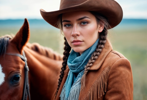 Bezpłatne zdjęcie portrait of cowboy with out of focus background