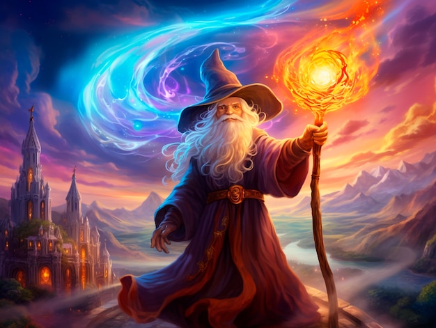 Bezpłatne zdjęcie portrait of fantasy wizard character