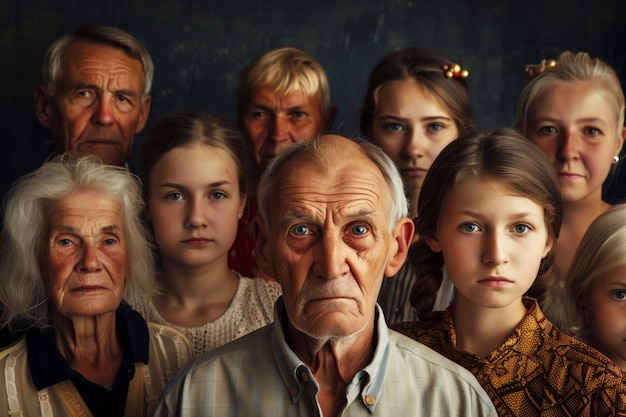 Bezpłatne zdjęcie portrait of multi-generational family sharing household space due to expensive housing prices