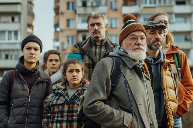 Bezpłatne zdjęcie portrait of multi-generational family sharing household space due to expensive housing prices