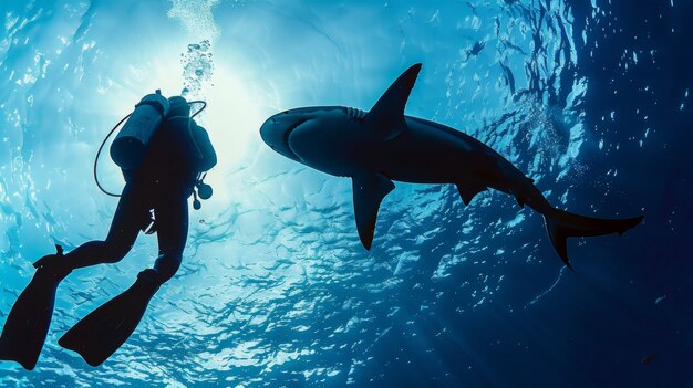 Bezpłatne zdjęcie portrait of scuba diver in the sea water with marine life