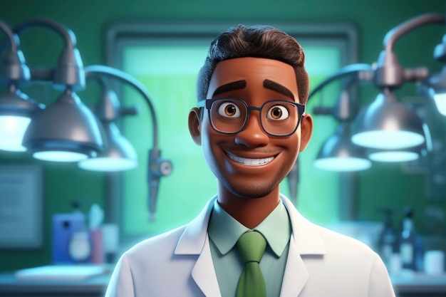 Bezpłatne zdjęcie portret 3d męskiego lekarza