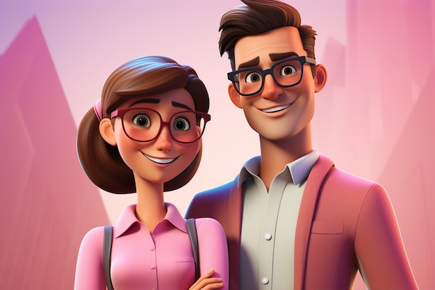 Portret 3D szczęśliwej pary