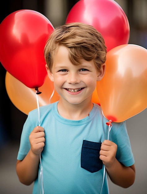 Bezpłatne zdjęcie portret chłopca z balonami