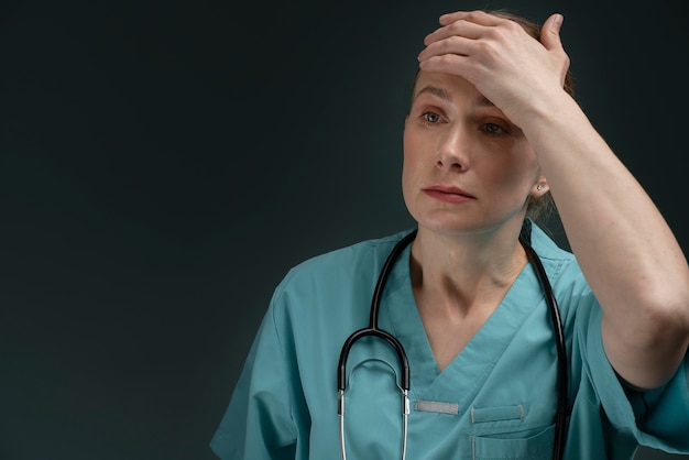 Portret cierpiącej kobiety lekarza
