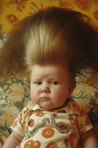Bezpłatne zdjęcie portret dziecka z zabawną peruką.