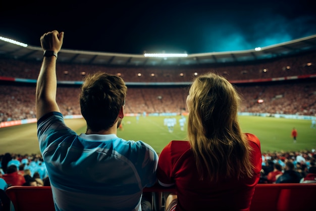 Portret Fanów Piłki Nożnej Na Stadionie