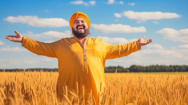 Portret indyjskiego mężczyzny świętującego festiwal Baisakhi