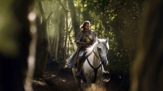 Bezpłatne zdjęcie portret jeźdźca konnego w czasach średniowiecza