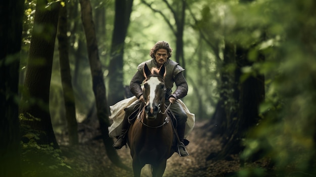 Bezpłatne zdjęcie portret jeźdźca konnego w czasach średniowiecza