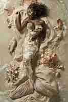 Bezpłatne zdjęcie portret kobiecej syreny z fantazyjnym ogonem i marzoną estetyką