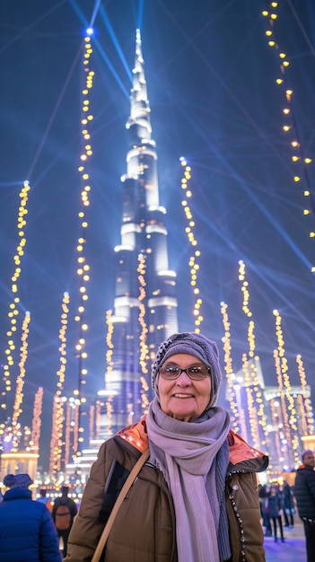 Portret kobiety odwiedzającej luksusowe miasto Dubai