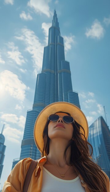 Portret kobiety odwiedzającej luksusowe miasto Dubai