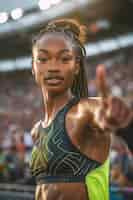 Bezpłatne zdjęcie portret kobiety rywalizującej na igrzyskach olimpijskich