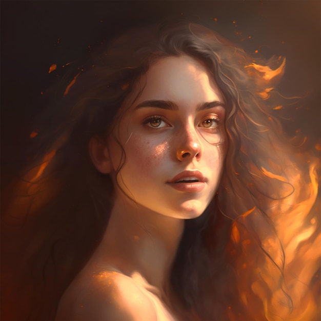 Bezpłatne zdjęcie portret kobiety z ogniem