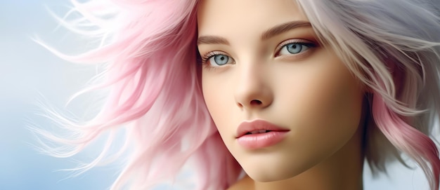 portret kobiety z różowymi włosami wygenerowany przez sztuczną inteligencję