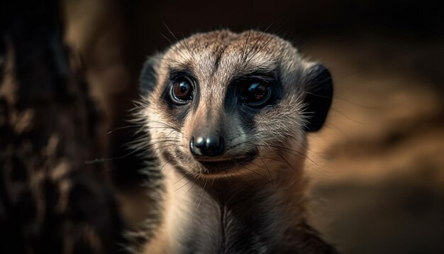 Bezpłatne zdjęcie portret lemura słodki naczelny wpatrujący się w kamerę wygenerowany przez sztuczną inteligencję