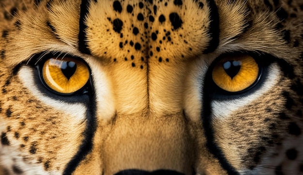 Portret majestatycznego geparda z bliska, wygenerowany przez sztuczną inteligencję