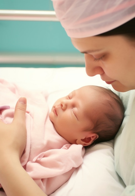 Bezpłatne zdjęcie portret matki z nowo narodzonym dzieckiem