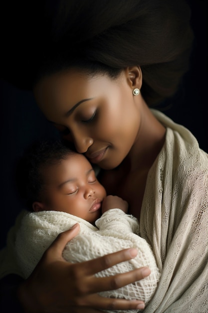 Bezpłatne zdjęcie portret matki z nowo narodzonym dzieckiem