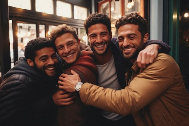 Portret mężczyzn dzielących uczuciową chwilę przyjaźni i wsparcia