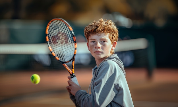 Bezpłatne zdjęcie portret młodego człowieka grającego w profesjonalny tenis