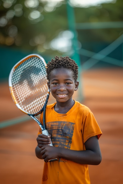 Bezpłatne zdjęcie portret młodego człowieka grającego w profesjonalny tenis