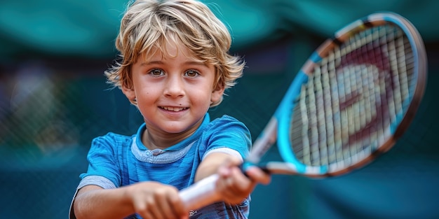 Portret młodego człowieka grającego w profesjonalny tenis