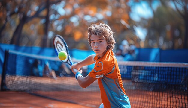 Portret młodego człowieka grającego w profesjonalny tenis