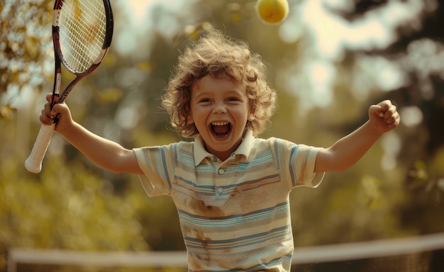 Portret młodego gracza ćwiczącego tenis